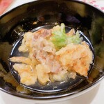うを徳 - 揚げ浸し　鱧、　桜エビかき揚げ、漉油