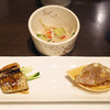 Toukichi - 国産たけのこを食べる会(8800円)の前菜3種(藤吉サラダ、炙り穴子、すっぽんの煮凝り)