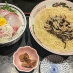磯料理 元海 - かんぱちねぎトロ丼セット1,000円 +ダブル大盛400円
