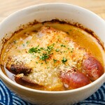 Rich cassoulet made from super coarsely ground sausage