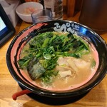 てっぺん - 豚骨ラーメン¥810＋レン草¥100　バードアイアングル