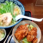 金丸本店 - 鶏塩らーめん＋ミニから揚げ丼