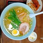 金丸本店 - 鶏塩らーめん大盛＋ミニソースかつ丼