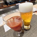 京風鉄板 はせ川 - 生ビールとカシスオレンジで乾杯〜✨️