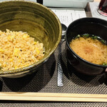 京風鉄板 はせ川 - ガーリックライス＆なめこの味噌汁