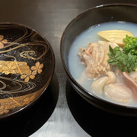 新地 やま本 - お椀　蛤と筍と菜の花　