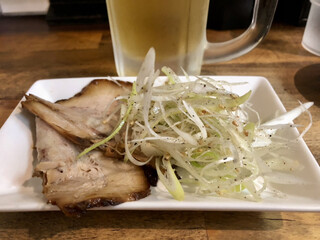 Miso Kaidou - 生ビールセット(生ビールと塩ねぎチャーシュー)