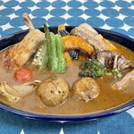 Kawaraya soup curry - 肉と野菜のSPカレー(チキン、豚角煮、とりつくね)、SPICE 20番、スープ大盛