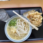 手打ちうどんますや - 冷かけ小270円、かき揚げ130円