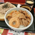 なか卯 - 山わさびざるそばと牛すき丼¥970