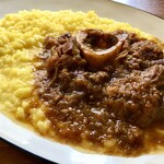 Stewed beef shank and Milanese risotto