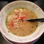 博多長浜らーめん 六角堂 - ラストに半ごはんをぶっ込み