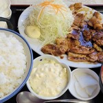 食堂米倉 - ニンニク焼肉定食　ご飯大盛り　タルタルソース