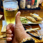 うまかもん のみ処 蕗 - 料理写真:お疲れ( ¯꒳​¯ )ᐝ生 お通し(いんげん胡麻和え&鰯フライ)