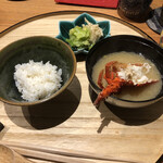 かま田 - ご飯、みそ汁