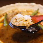 北の味紀行と地酒 北海道 - スープカレーにご飯を浸してアップ