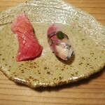 鮨かわなか - 長期熟成の背トロ、鯵