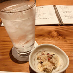 Motsunabe Ukkari - レモンサワー＆ポテサラ(がっこ入り)♪*ﾟ