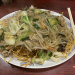 園春 - 肉入り揚げヤキソバ