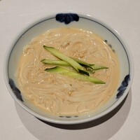 のどぐろ専門店 赤坂 かなめ - じゅんさいと酢橘の冷製 極細うどん