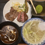 牛たん炭焼　利久 - たんのう定食（大判牛たん焼、牛たん極焼、ミニ牛たんシチュー）