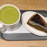 Kafe Ando Ba Puronto - 抹茶ラテ&抹茶バスクチーズケーキ