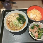 名代 富士そば  - 朝たぬきそば✕玉子丼ミニセット¥400＋レン草¥120