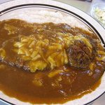 カレーショップキング - ハンバーグ・カツ・チーズ・大盛り・辛口1120円（ミニサラダ付き）
