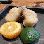 しの田 - 虎ふぐと金柑。香ばしい！