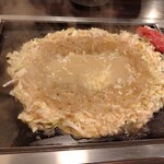 月島名物もんじゃ だるま - 明太子もちチーズ完成前