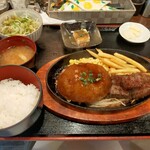 田中亭 - ハンバーグ150gと牛ハラミサイコロステーキ