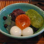 みつばち - 抹茶クリームあんみつ・アップ2013.7