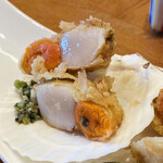 つくも - 子持ちホタテの天ぷら