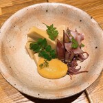 洋食 おがた - 蛍烏賊と筍　からし酢味噌和え