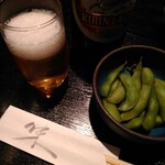 Genkai - 瓶ビールに枝豆