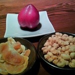 柳小路 まるうめ - 2013.7　オレンジのドライと　コーンと　ご注文のプラム　