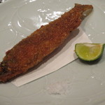 日本料理 晴山 - 鮎の肝の苦味とウスターソース由来の酸味が良く合いますね。