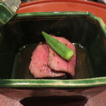 日本料理 晴山 - 宮崎牛の炊き合わせ。