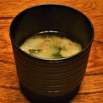 農家レストラン 愚為庵 - タケノコ、ダイコン、ワカメの味噌汁