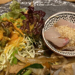 Sainiku Shunsai Ando - 野菜サラダと刺身