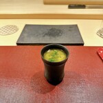 パルコ フィエラ - フラン（富山産ホタルイカ、うどの葉、ゴルゴンゾーラ、サラミと魚出汁、スープドポワソンの餡、山わさびオイル）