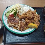 歩食堂 - チキンステーキ＆から揚げセット