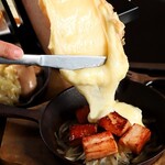 Thick-sliced bacon raclette