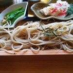 遊の丘 - 石臼製粉、最後まで伸びないコシ、はっきりとした味がある、｢会津のかおり｣100％使用の十割蕎麦(R5.4.22撮影) 