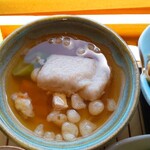 遊の丘 - 団子(蕎麦がき)汁(R5.4.22撮影)