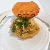 ウシマル - ⑨いすみ産モクズ蟹 自然農法人参のニョッキ フェンネル