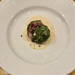 f - 七皿目：比内地鶏のポルペッティーニのソテー