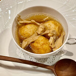 f - 天然舞茸を天日干しにして出汁に使っちゃうハイパー贅沢スープなんです！