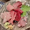 Egushi - お造里は鯵 本鮪の赤身と中トロ 鮃 カンパチ 細魚　ワイフの希望通り美味しいお刺身がいただけました