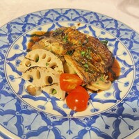 穴子のムニエル　バルサミコソース